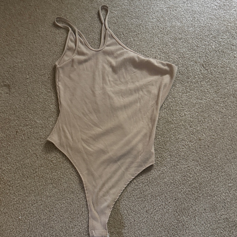 Fashion Nova Tan Ribbed Bodysuit